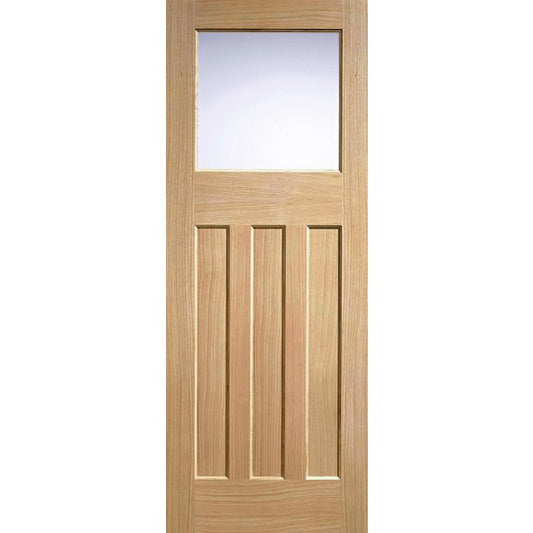 DX Solid Core Internal Door - Unfinished - DX 30's Style Frost Glazed 2032 x 813mm Oak PPDXG32OAK