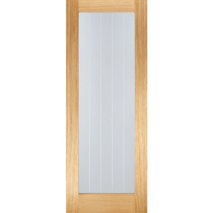 LPD Mexicano Pattern 10 Clear/Frosted Lines Glazed Internal Door 1981 x 762mm Pre-Finished Oak