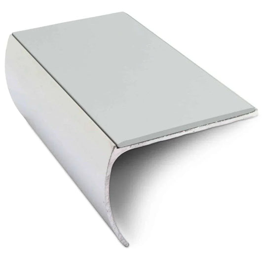 NSL03 57 x 40mm Aluminium Non Slip Stair Nosing Bullnose Edge Trim With Pvc Insert Ice Grey