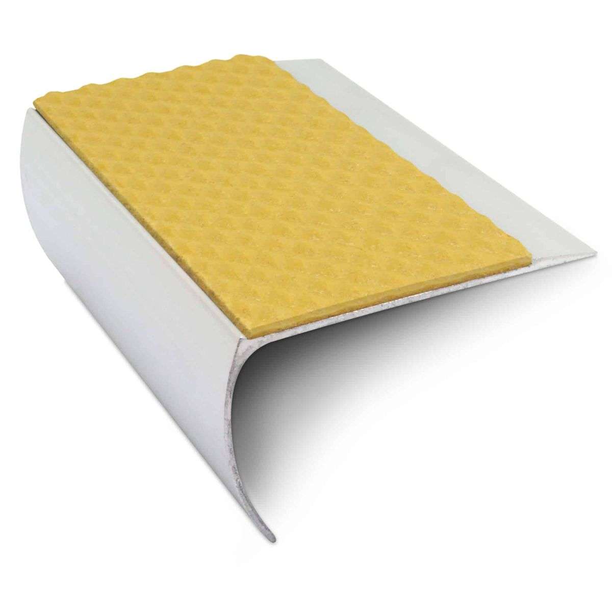 NSL25 Tredsafe 69 x 40mm Aluminium Non Slip Stair Nosing Edge Trim With PVC Insert Yellow Tredsafe
