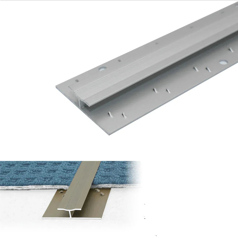 C61 20mm Anodised Aluminium Dual Edge Carpet Profile Silver