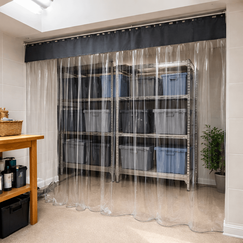 PVC Outdoor Waterproof Curtain 0.6mm with Eyelets and Hooks