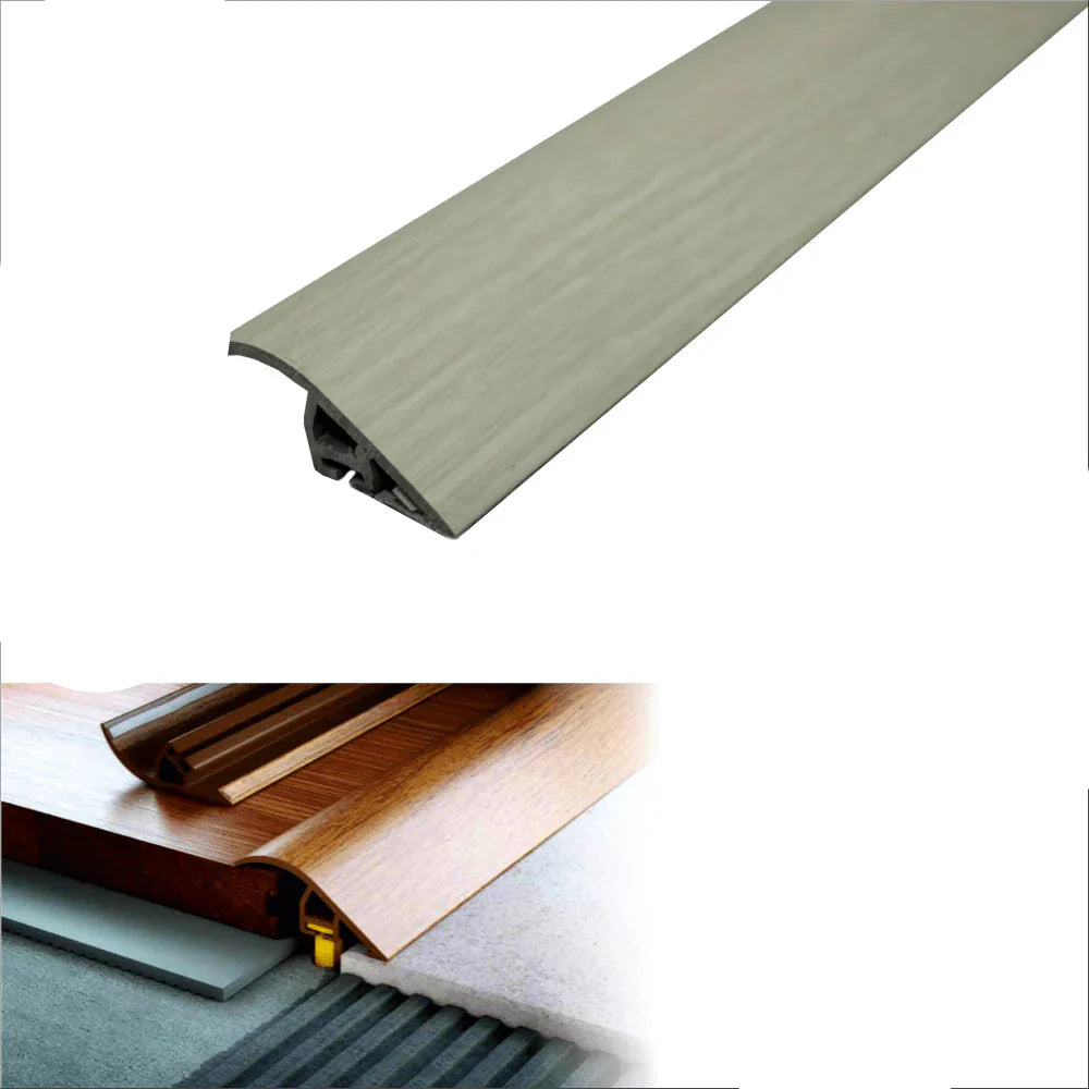 C40 PVC 40mm Wood-Effect Door Threshold Ramp Profile White Pine 1.86m