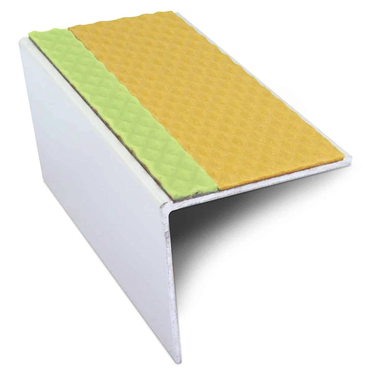 ASL20 57x55mm TredSafe DDA Compliant Aluminium Non Slip Stair Nosing Edge Trim With Pvc Insert Yellow Tredsafe