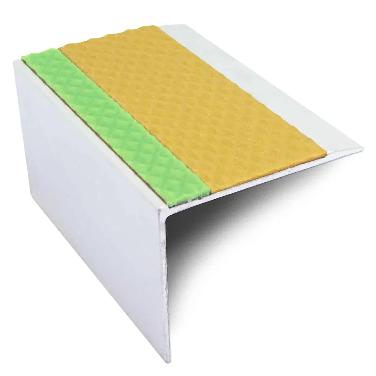ASL21 67x55mm TredSafe DDA Compliant Aluminium Non Slip Stair Nosing Edge Trim With Pvc Insert Yellow Tredsafe