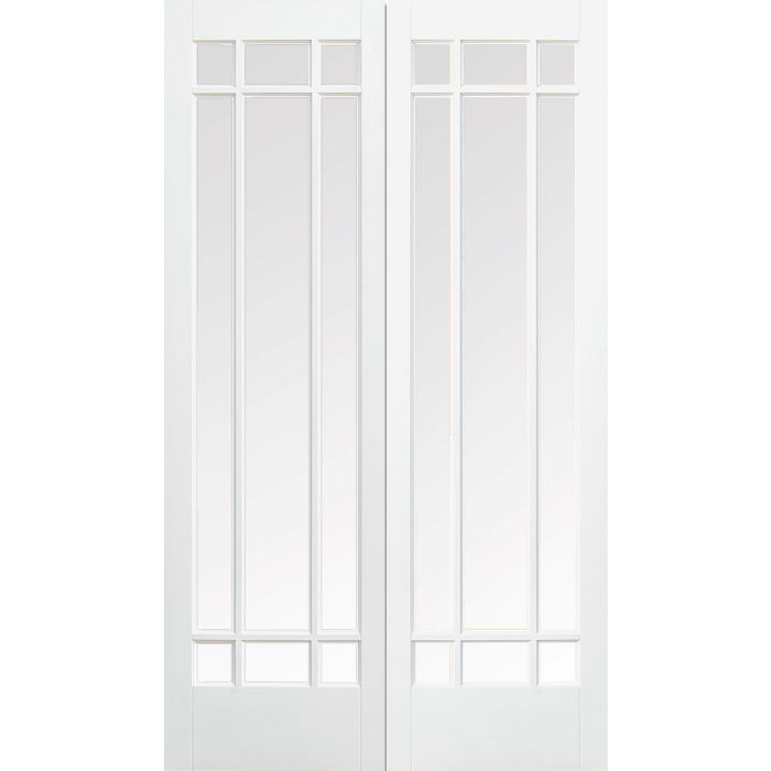 LPD Manhattan 9L Clear Bevelled Glazed Internal Door Pairs 1981 x 1219mm Primed White