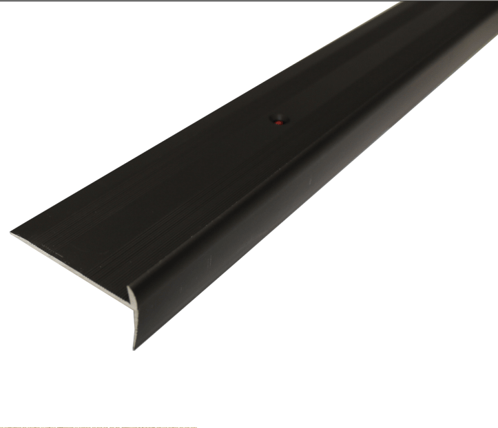 C27 44 x 20.5mm Anodised Aluminium LVT Stair nosing Edge Profile For 5mm Flooring Black