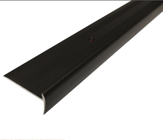 C27 44 x 20.5mm Anodised Aluminium LVT Stair nosing Edge Profile For 5mm Flooring Black