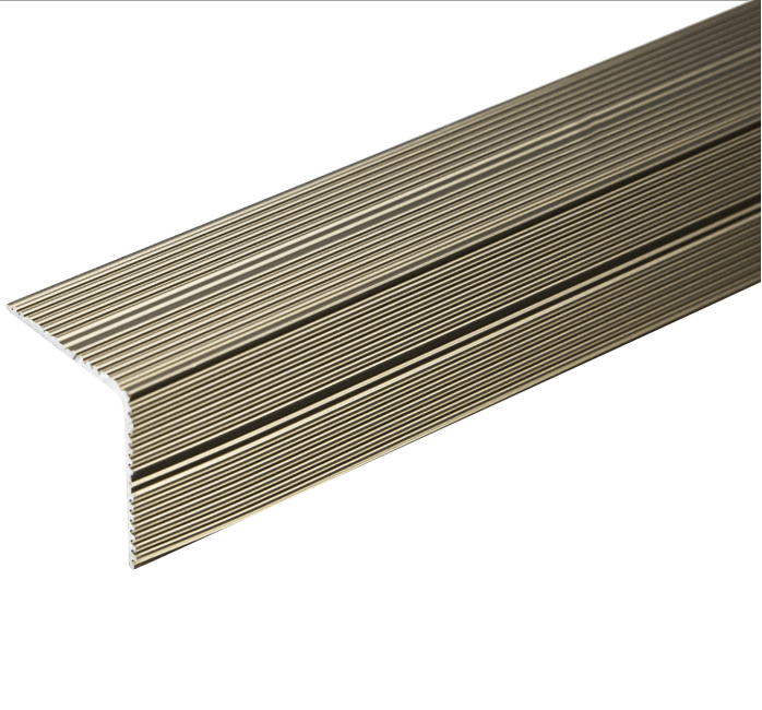 A34 35 x 35mm Anodised Aluminium Self Adhesive Non Slip Ribbed Treads Stair Nosing Edge Trim champagne