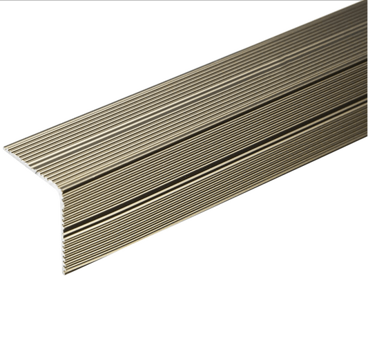 A34 35 x 35mm Anodised Aluminium Self Adhesive Non Slip Ribbed Treads Stair Nosing Edge Trim champagne