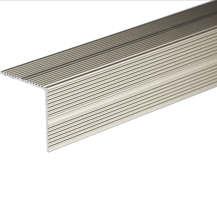 A34 35 x 35mm Anodised Aluminium Self Adhesive Non Slip Ribbed Treads Stair Nosing Edge Trim inox