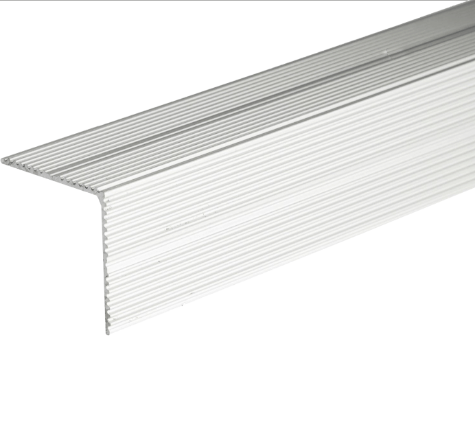 A34 35 x 35mm Anodised Aluminium Self Adhesive Non Slip Ribbed Treads Stair Nosing Edge Trim Silver