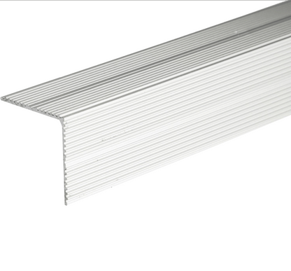 A34 35 x 35mm Anodised Aluminium Self Adhesive Non Slip Ribbed Treads Stair Nosing Edge Trim Silver