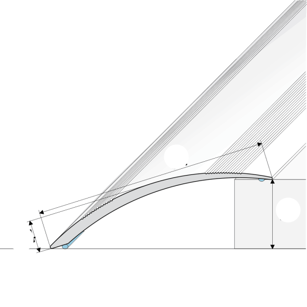 A49 61mm Anodised Aluminium Self Adhesive Door Threshold Ramp Profile