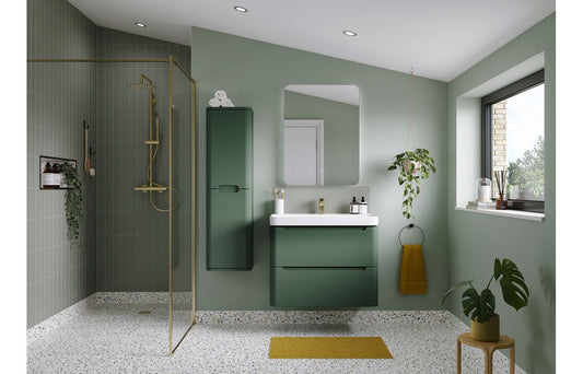 Stanton 600mm 2 Drawer Wall Hung Basin Unit (Basin Included) - Matt Sage Green