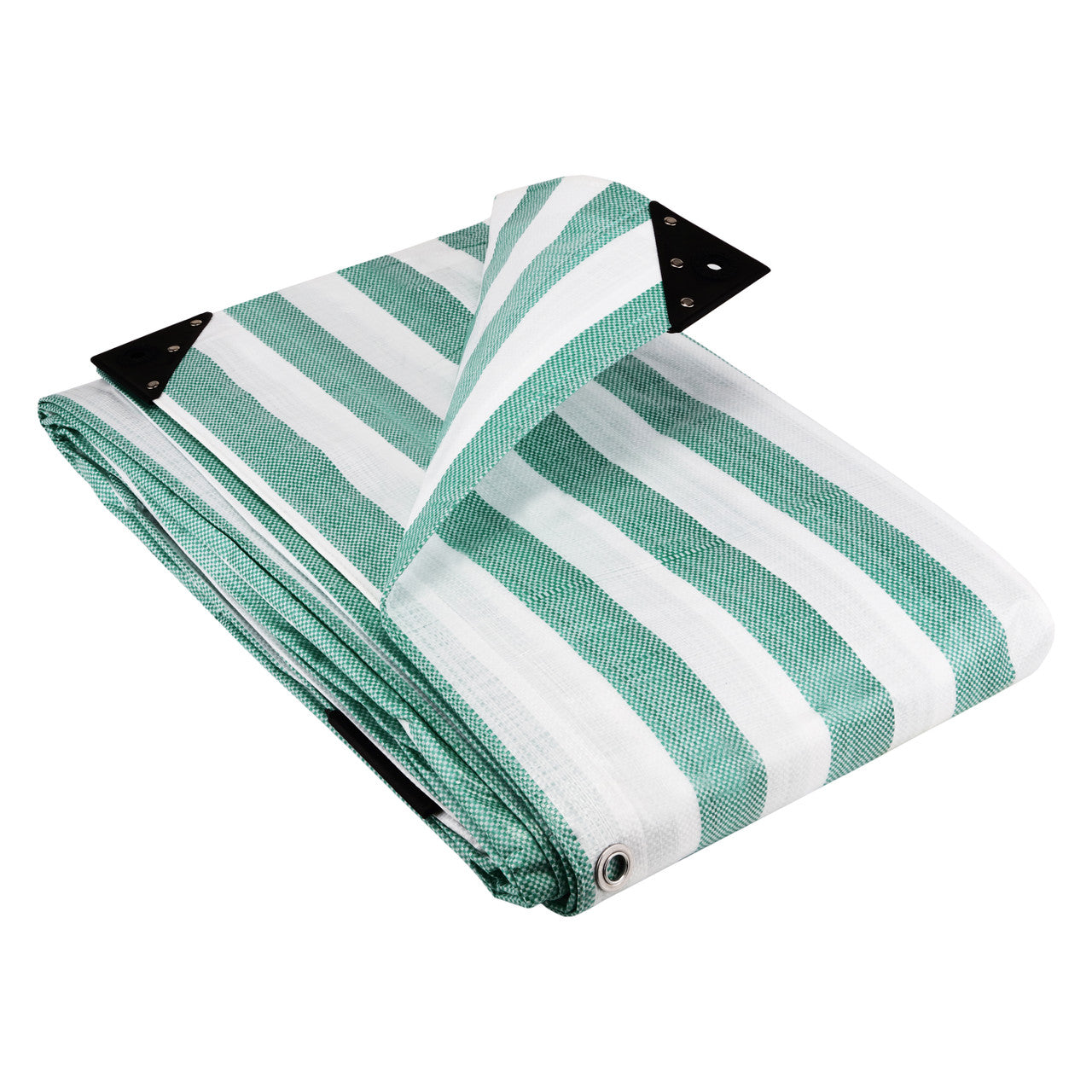 170gsm Striped Waterproof Tarpaulin – Heavy-Duty Market Cover Green White