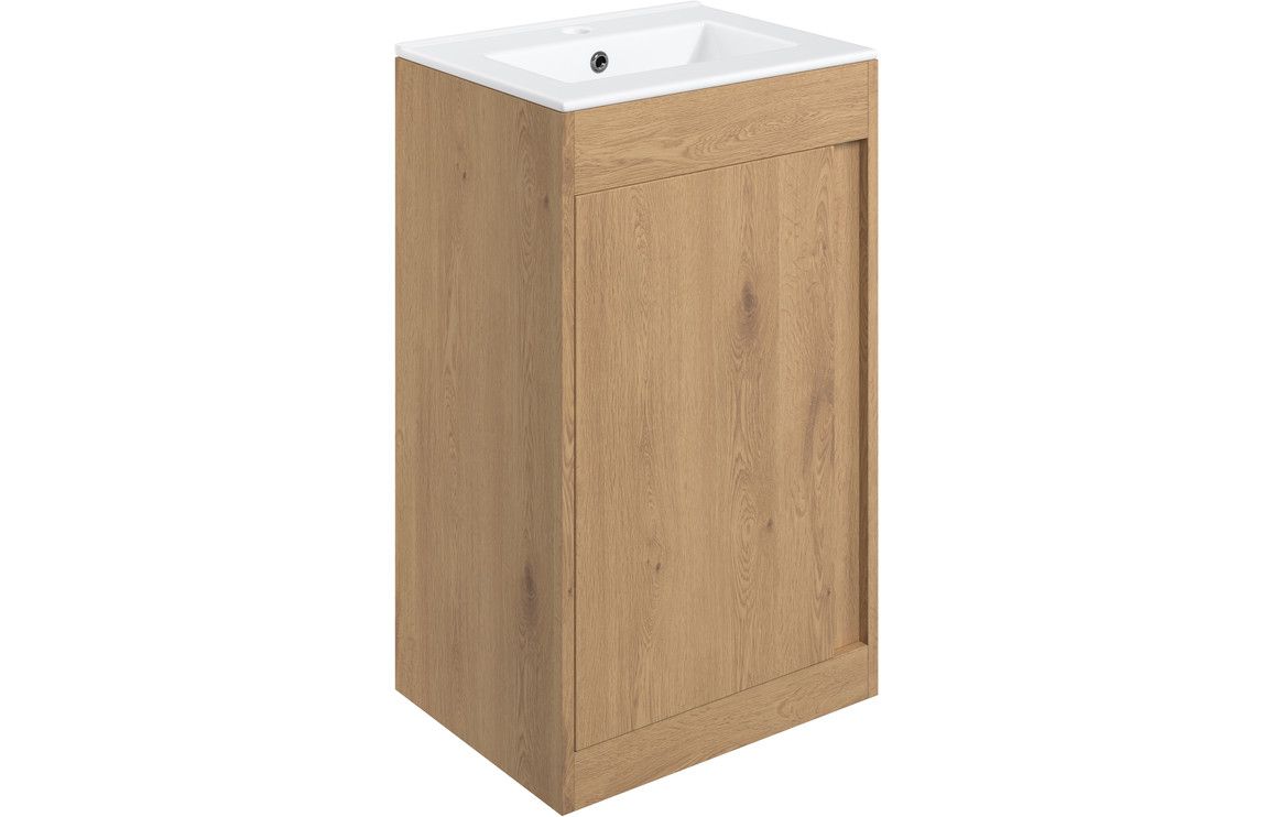 Farnham 510mm Wall Hung Unit (Basin Included) - Seville Oak