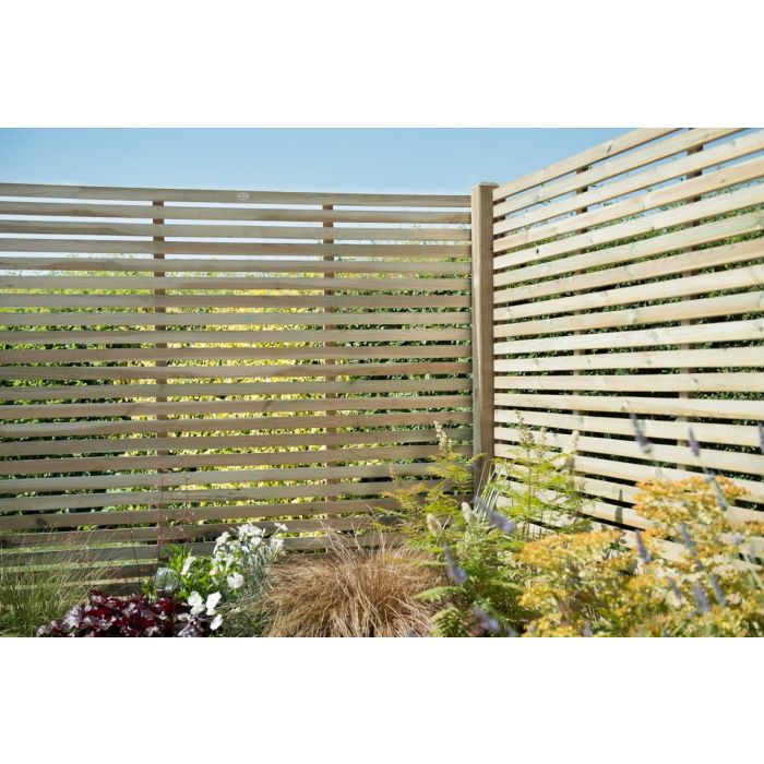 Forest Contemporary Slatted Fence Panel 1.8mtr x 1.5mtr - Treated Timber (Pack of 3)