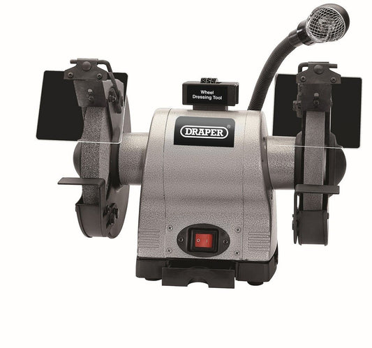Draper Heavy Duty Bench Grinder with Worklight - 200mm, 550W