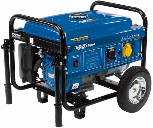 Draper Open Frame Petrol Generator with Wheels - 2000W (2200W Max)