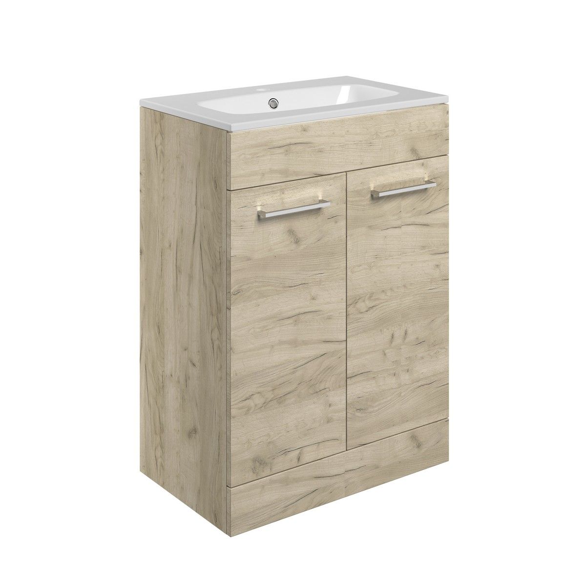 Helston Floor Standing 2 Door Basin Unit & Basin 610mm - Oak