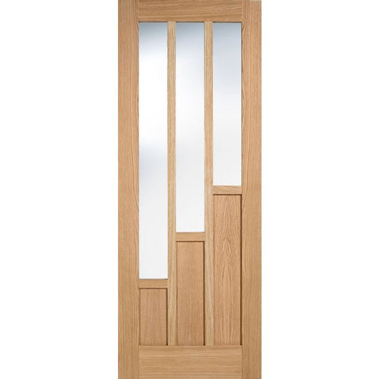 Coventry Solid Core Internal Door - Unfinished - 6P Clear Glazed 1981 x 838mm Oak COVOAKGL33