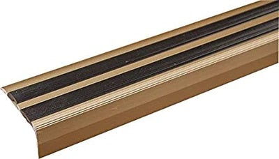SA11 40 x 20mm Anodised Aluminium Self Adhesive Non Slip Rubber Stair Nosing Edge Trim With Insert Gold With Black Rubber
