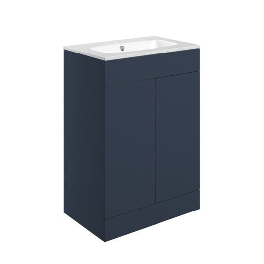 Fontmell Floor Standing 2 Door Basin Unit & Basin 615mm - Matt Deep Blue