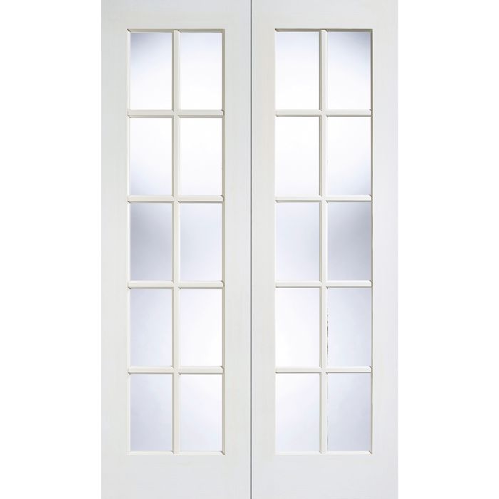 LPD GTPSA Clear Bevelled Glazed Internal Door Pairs 1981 x 915mm Primed White