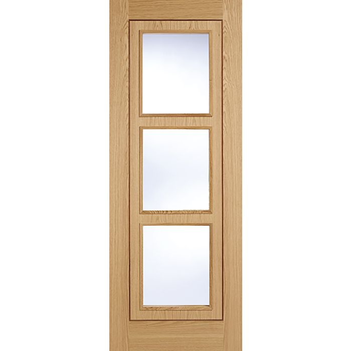 Inlay Solid Core Internal Door - Prefinished - 3L Clear Glazed 1981 x 762mm Oak INLAYGL30