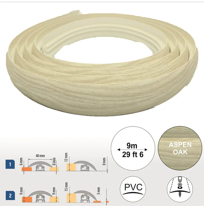 40mm PVC Flex Line Flooring Transition Strip – Flexible Threshold Profile