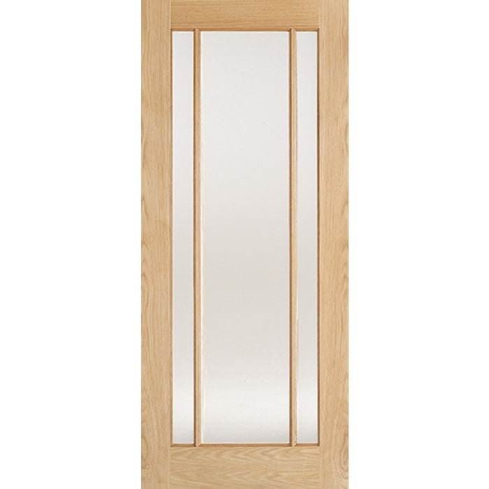 Lincoln Solid Core Internal Door - Unfinished - 3L Clear Glazed 2040 x 726mm Oak OLING726