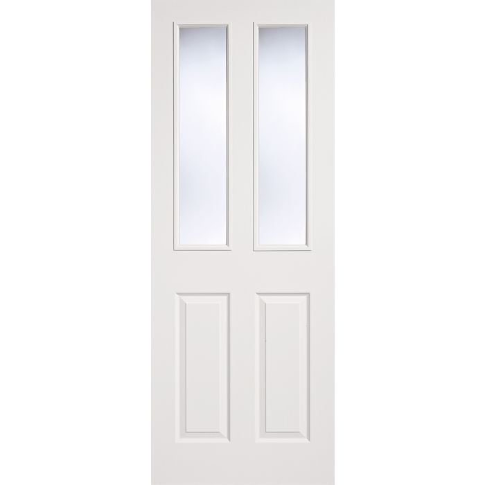 LPD Textured 2P 2L Glazed Internal Door 1981 x 838mm Primed White Composite