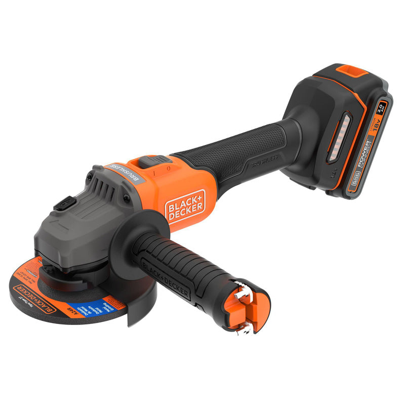 Black & Decker 18V Brushless Angle Grinder 1 x 2.0Ah