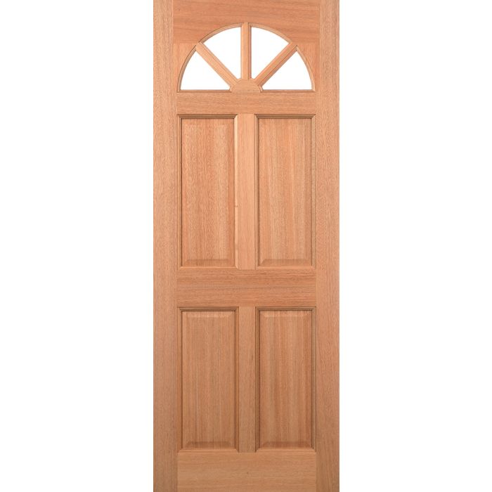 LPD Carolina 4P 4L Unglazed M&T External Door 2032 x 813mm Unfinished Hardwood