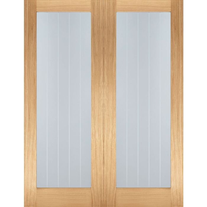 LPD Mexicano Pattern 10 Glazed Internal Door Pairs 1981 x 1524mm Unfinished Oak