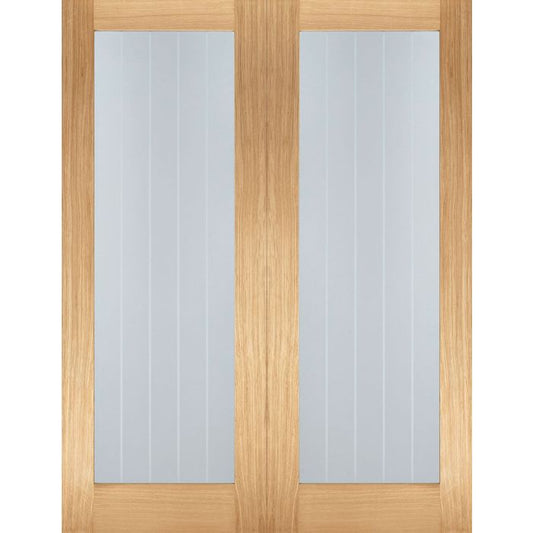 LPD Mexicano Pattern 10 Glazed Internal Door Pairs 1981 x 1372mm Unfinished Oak