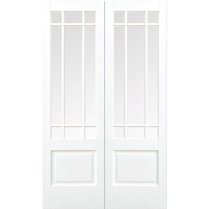 LPD Downham 1P 9L Clear Bevelled Glazed Internal Door Pairs 1981 x 914mm Primed White