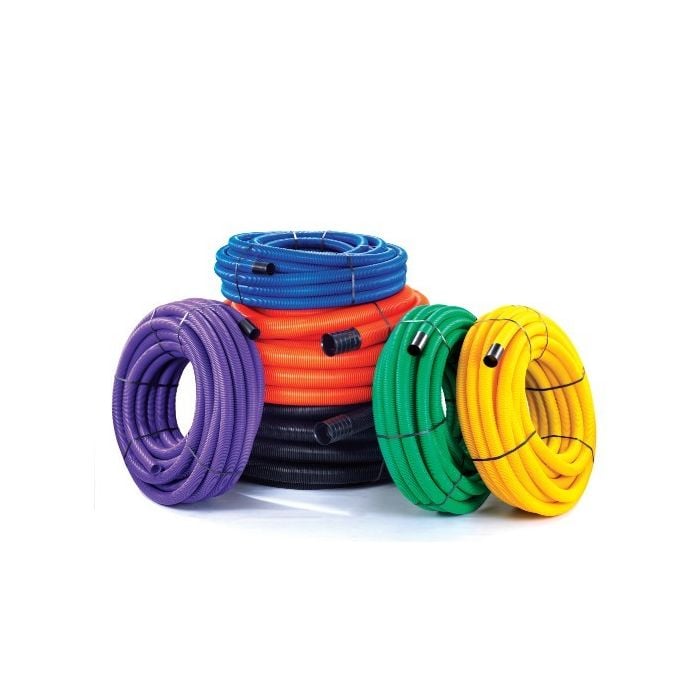 Ridgicoil Twinwall Duct - 50/63mm x 50m Coil - Blue