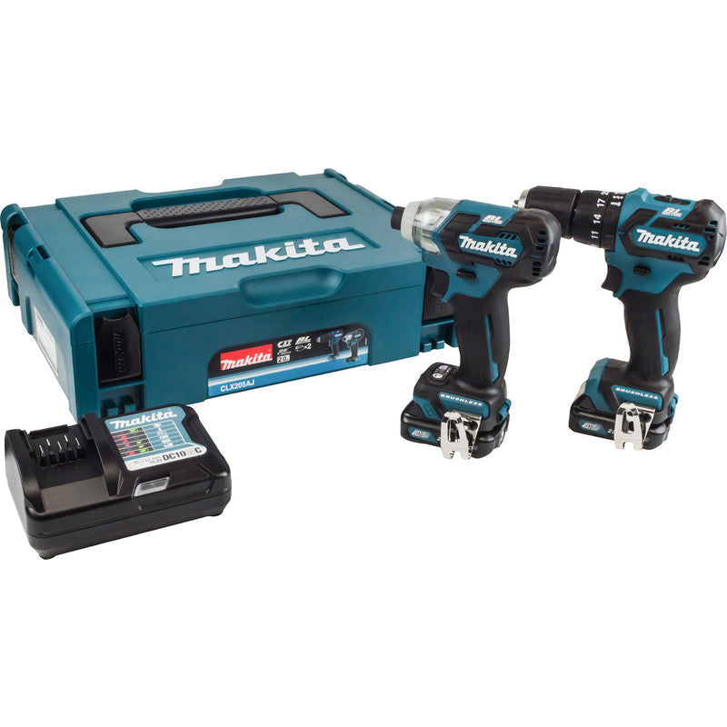 Makita 12V CXT Max Brushless Combi Drill & Impact Driver Kit 2 x 2.0Ah