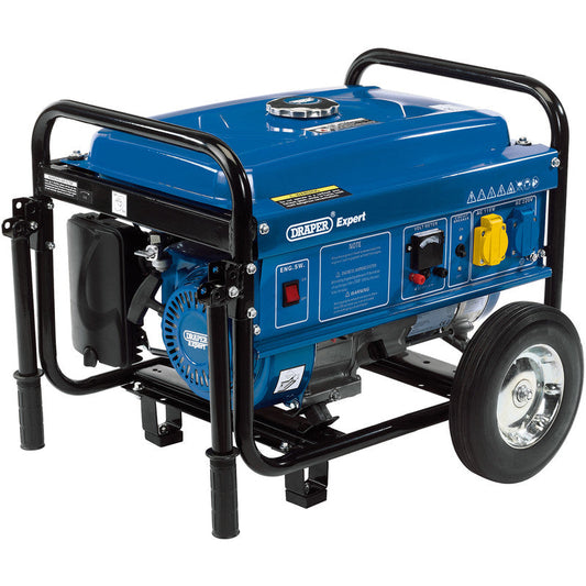 Draper 2.2KVA/2000W Petrol Generator with Wheels 110/230V and 12V DC