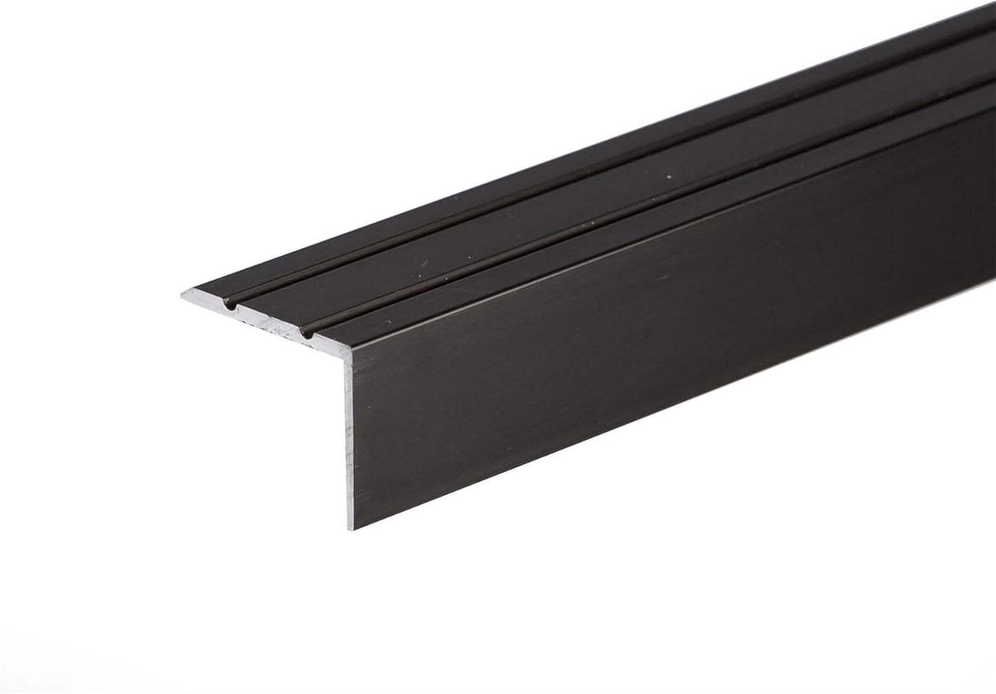 A36 25 x 20mm Anodised Aluminium Self Adhesive Stair Nosing Edge Trim Black