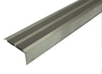 SA11 40 x 20mm Non Slip Rubber Aluminium Stair Nosing Edge Trim With Insert External Use Silver With Grey Rubber