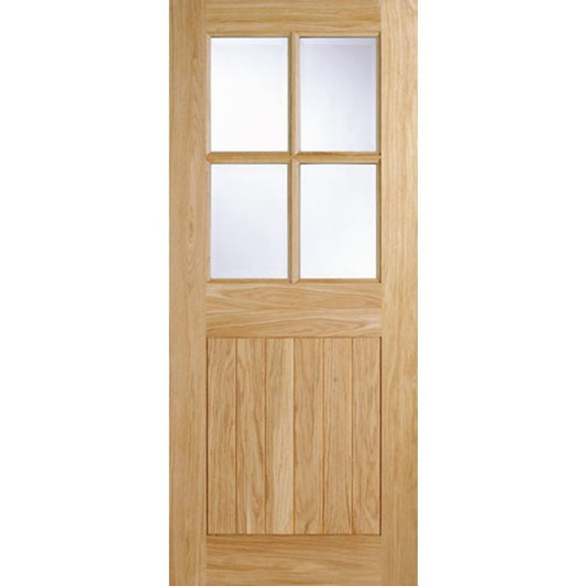 Cottage Oak External Door - 4L Clr Glaze 1981 x 838mm O4LITE33