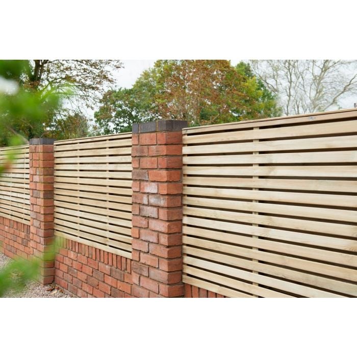 Forest Contemporary Double Slatted Fence Panel 1.8mtr x 0.9mtr - Treated Timber (Pack of 4)