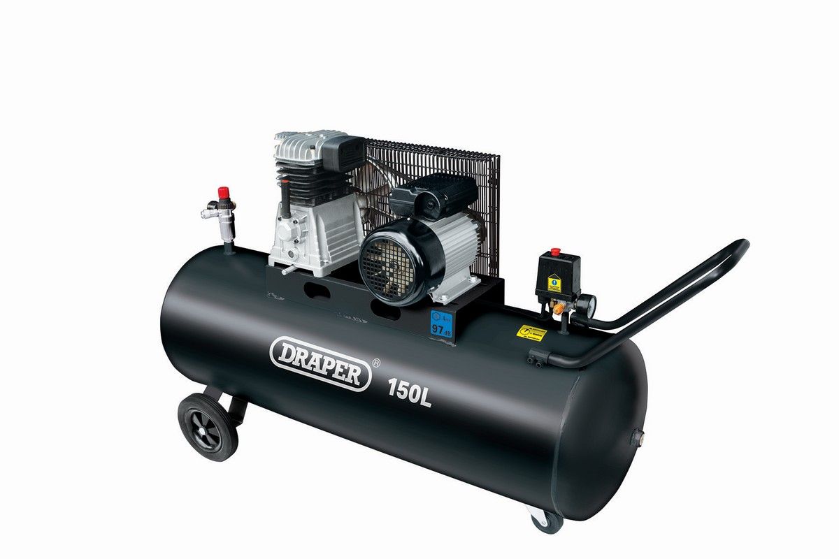 Draper Air Compressor - Belt Drive, 3HP, 150ltr