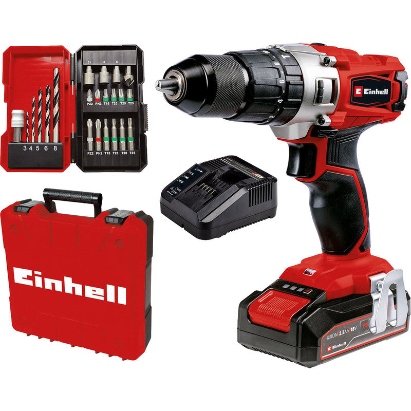 Einhell PXC 18V Cordless Combi Drill Kit with Accessories 1 x 2.5Ah