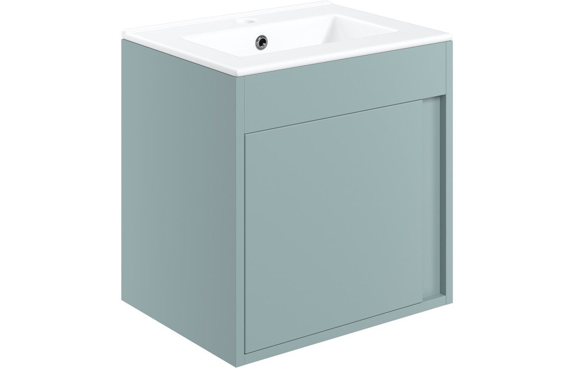 Farnham 510mm Floor Standing Unit (Basin Included) - Matt Sea Green