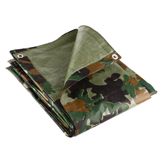 80GSM Waterproof Tarpaulin Blue/Green/Camouflage – Economy Cover Sheet With Eyelets Camouflage