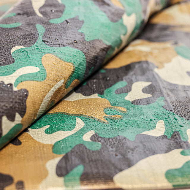 80GSM Waterproof Tarpaulin Blue/Green/Camouflage – Economy Cover Sheet With Eyelets